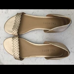 Gold Talbot slip on shoes. Gold flats