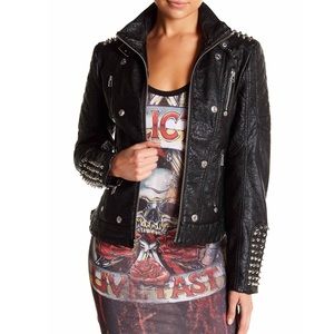 Studded Faux Leather Moto Jacket
