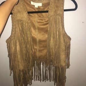 fringed sleeveless jacket