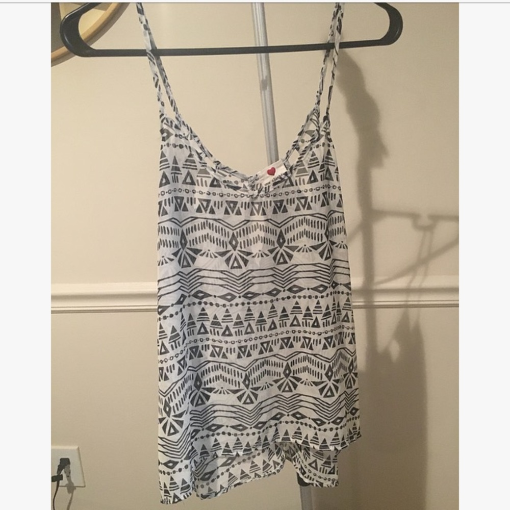 NWOT One Clothing Black & Cream Tribal Tank Top