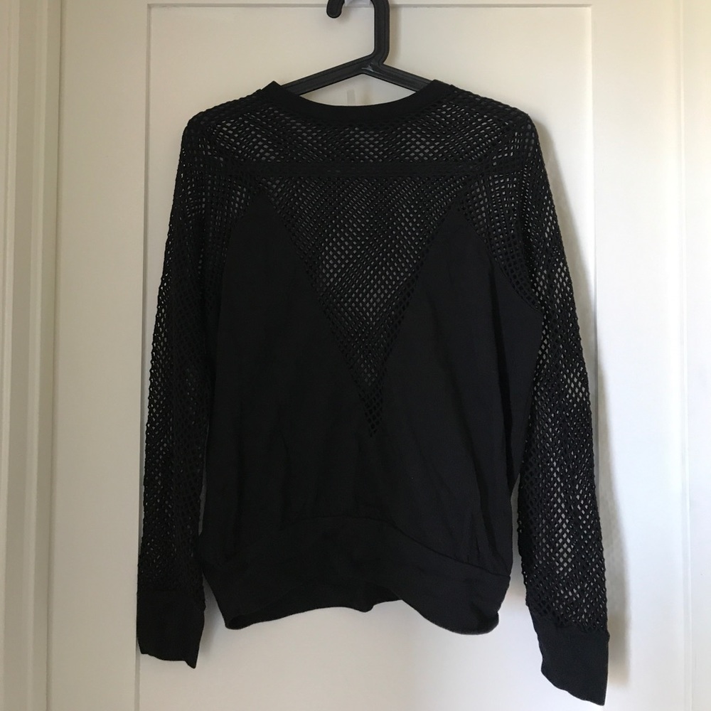 LF mesh sleeve deep v sweatshirt