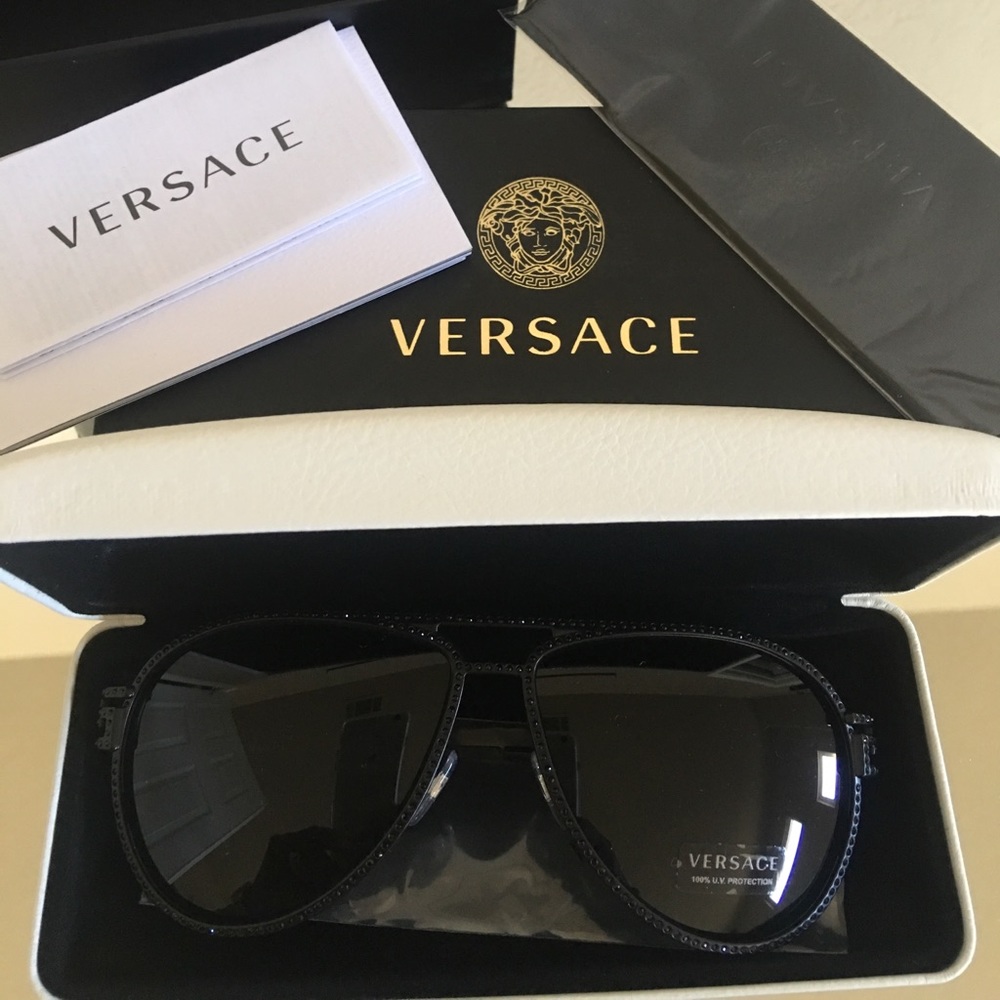 HOT! Versace Black Greca Stars Shades -AUTHENTIC