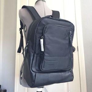 Calvin Klein Nylon and Faux Leather Backpack Black