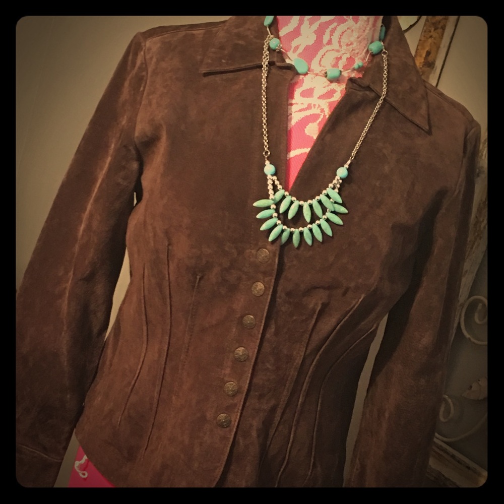 A.M.I. Suede 100%leather snap front Jacket size M