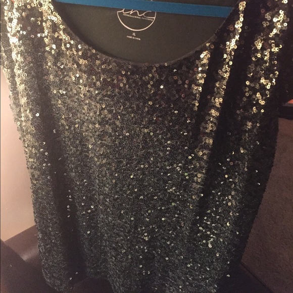INC green sequined top - Picture 4 of 4