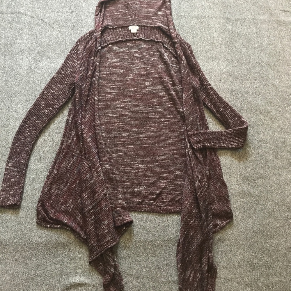 Maroon hooded cardigan