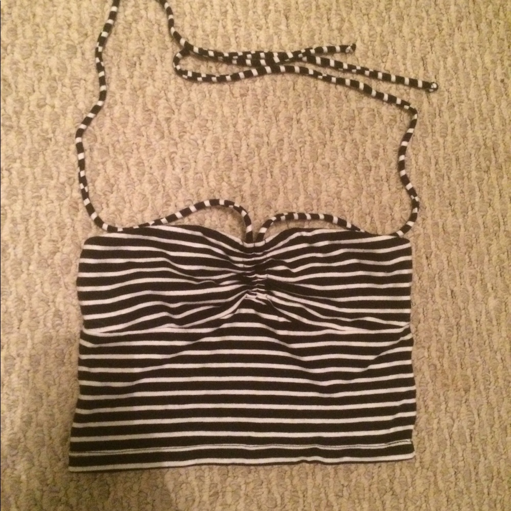 Black & White String Halter Top