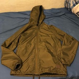 Brixton Claxton Olive Hooded Windbreaker Jacket