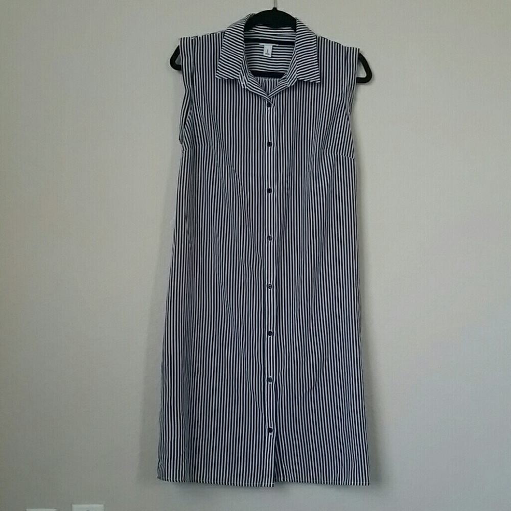 Button down, stripped shift dress
