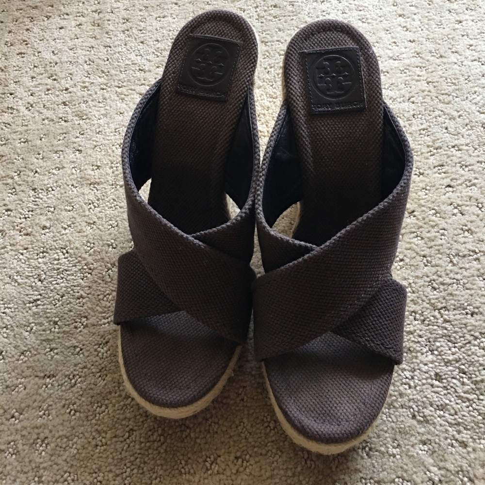 Tory Butch Brown platform wedge sandals