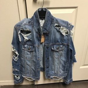 NEW American Eagle Destroyed Denim Jacket