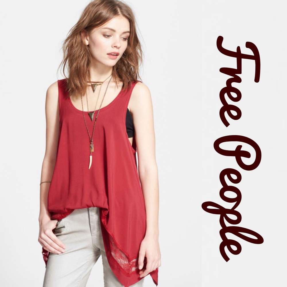 Intimately Free People Lace Trim Handkerchief Hem