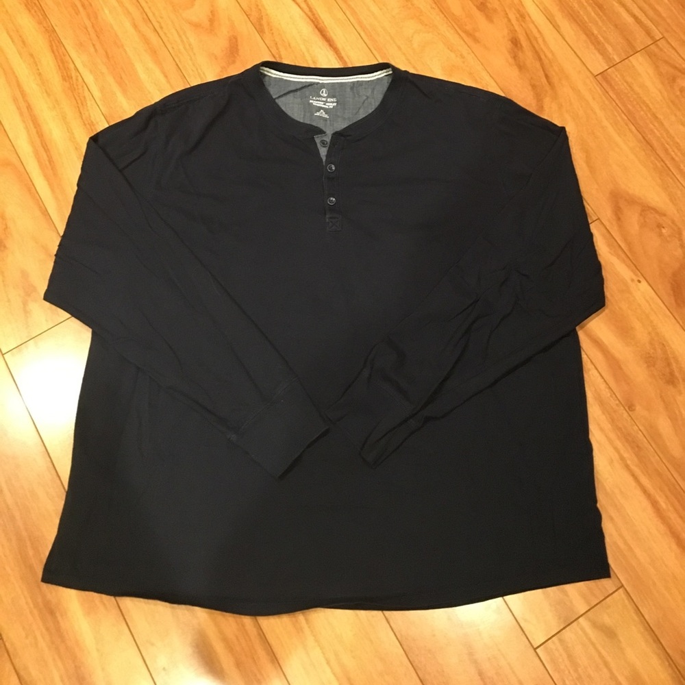 LANDS END- navy blue Henley. Size XL