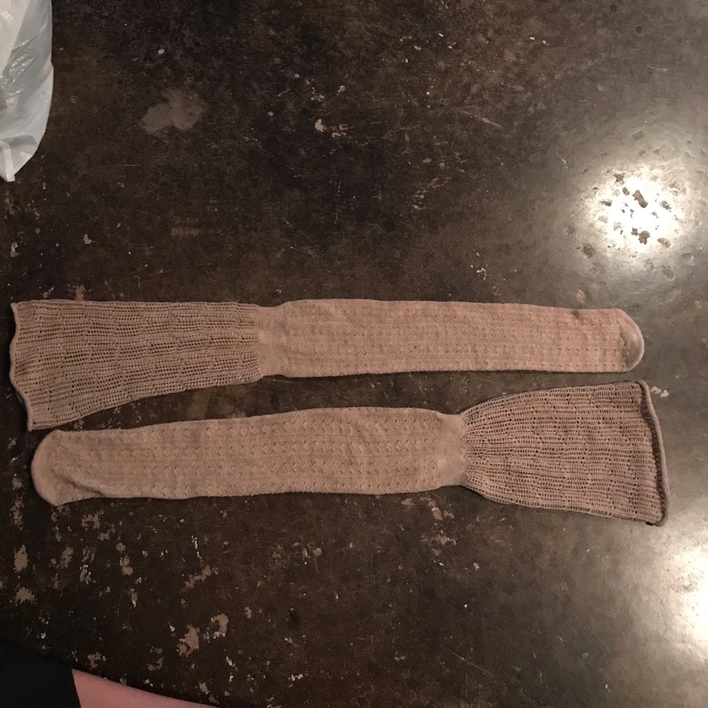 Free People Thigh High Tan Tights