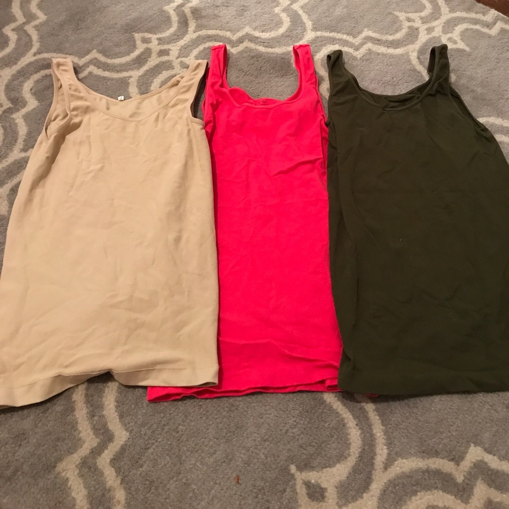 sand color, pink, and green undershirt
