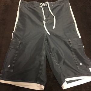 Men's grey and white swim shorts