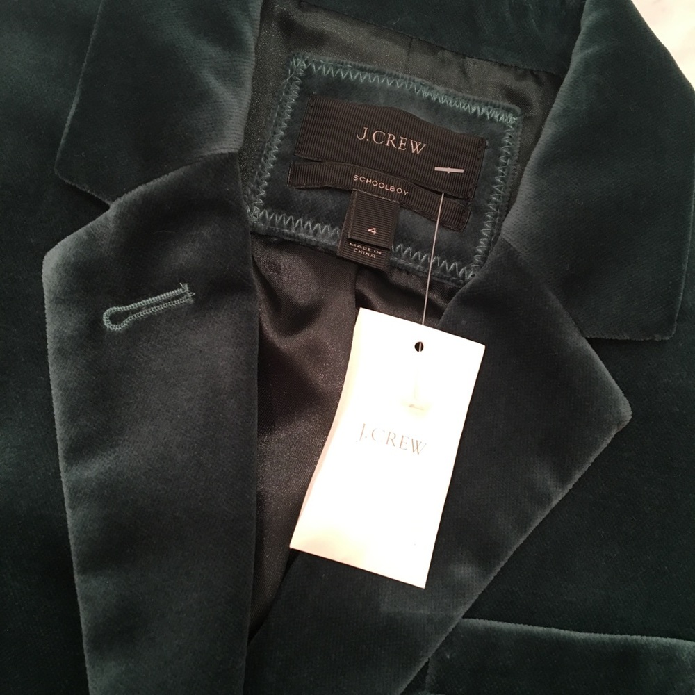 🌿J.CREW Velvet Schoolboy Blazer, Boulevard Green