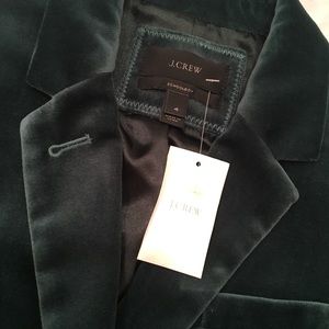 🌿J.CREW Velvet Schoolboy Blazer, Boulevard Green