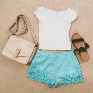 Blue shorts with floral trim!