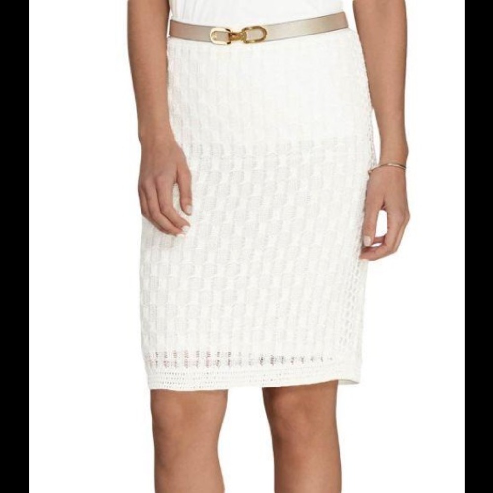 Ralph Lauren White Honeycomb Pencil Skirt Sz. L/P.