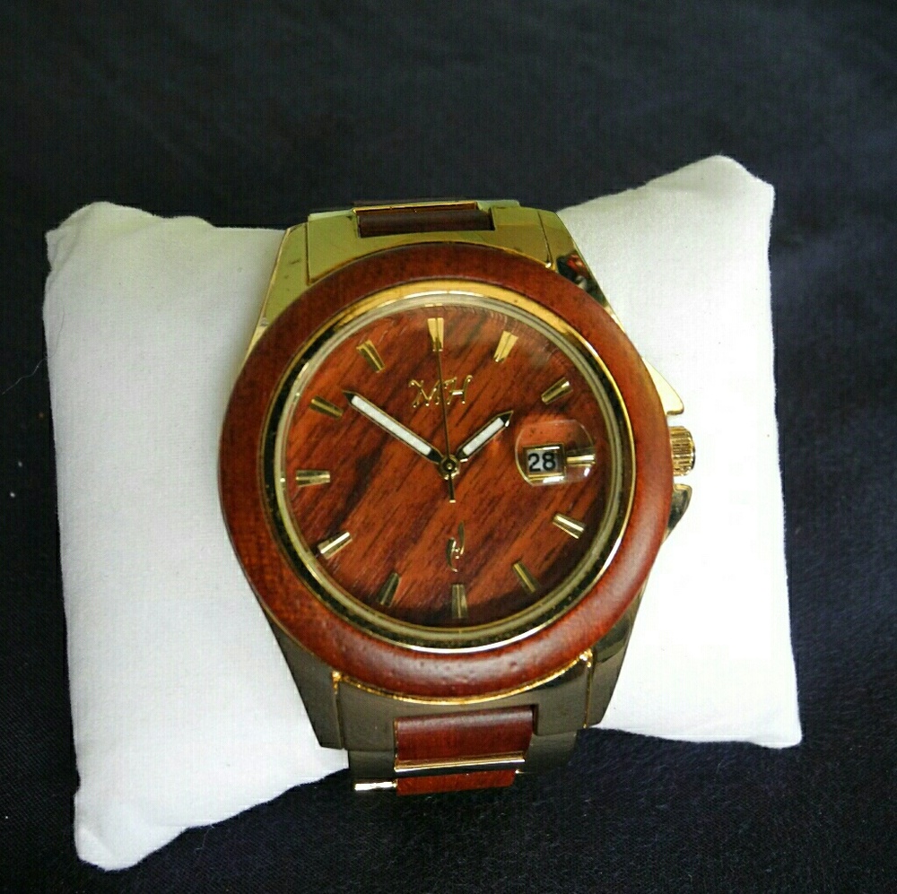 Natural Rose Wood Steel Ladies Watch