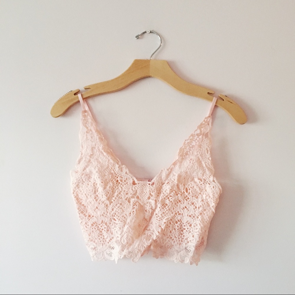 Pink lace bralette