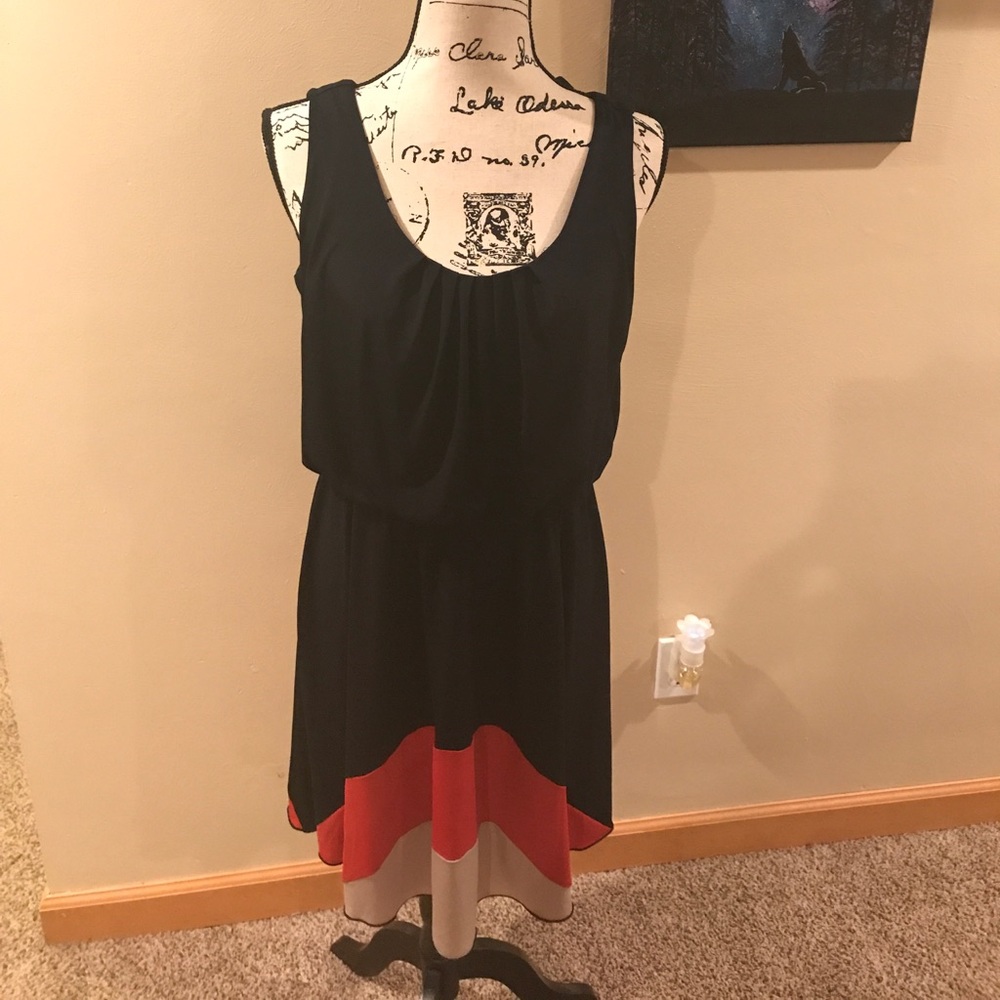 Enfocus Studio navy, orange, & tan dress size 12