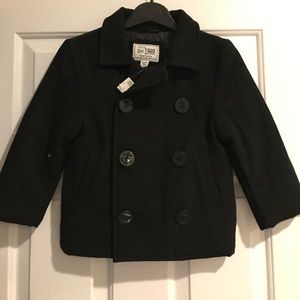 Wool toddler pea coat- black