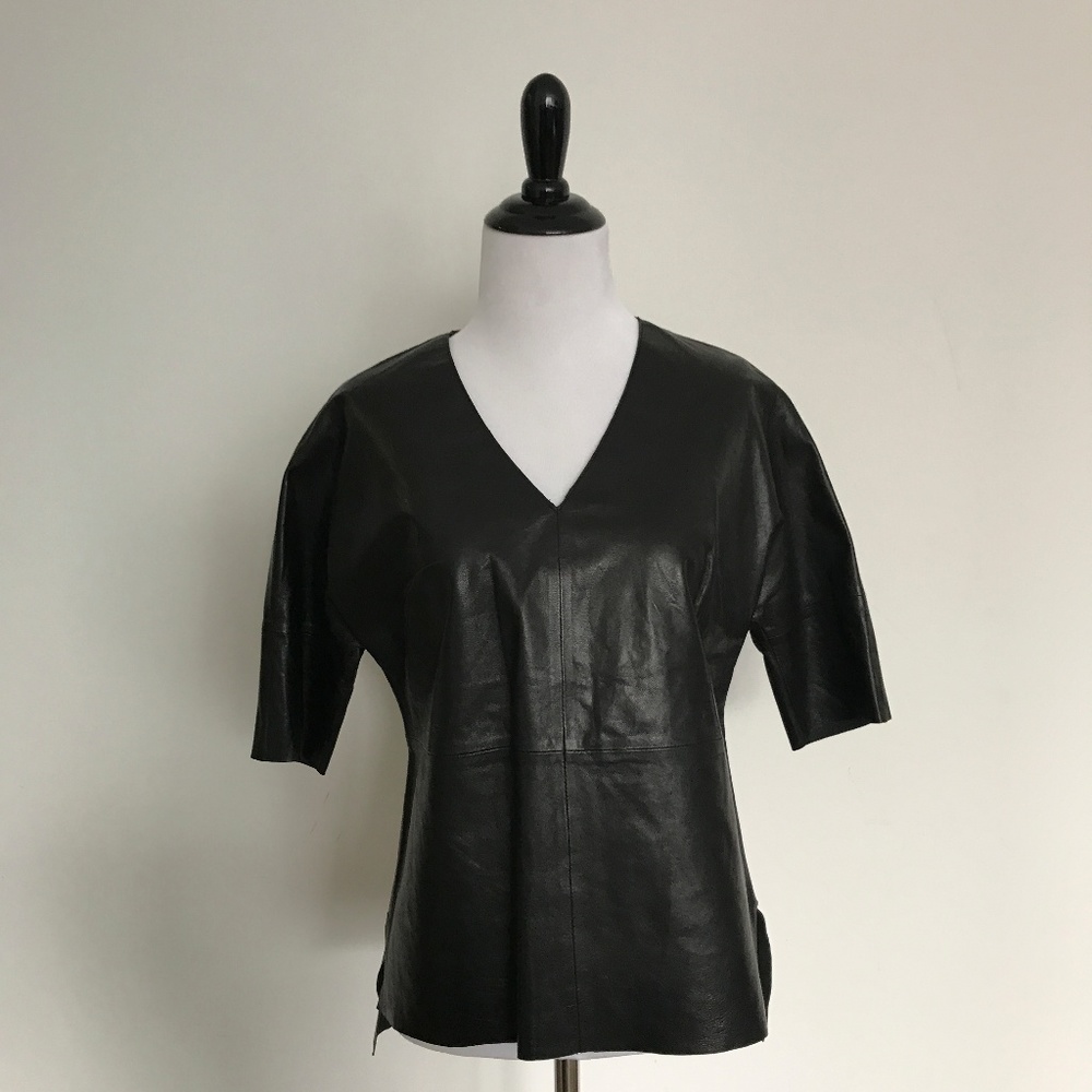 J brand Black Leather Top Size XS