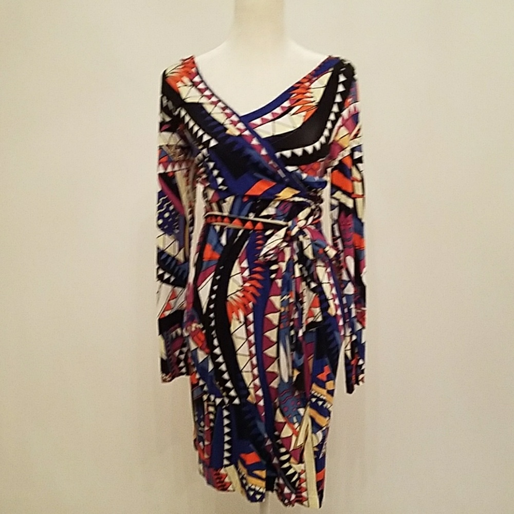 ECI PRINTED WRAP DRESS