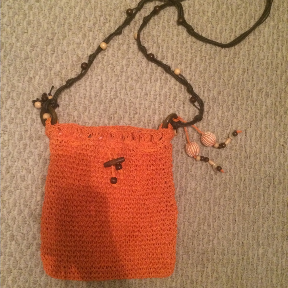 Orange Crochet Cross-Body Bag