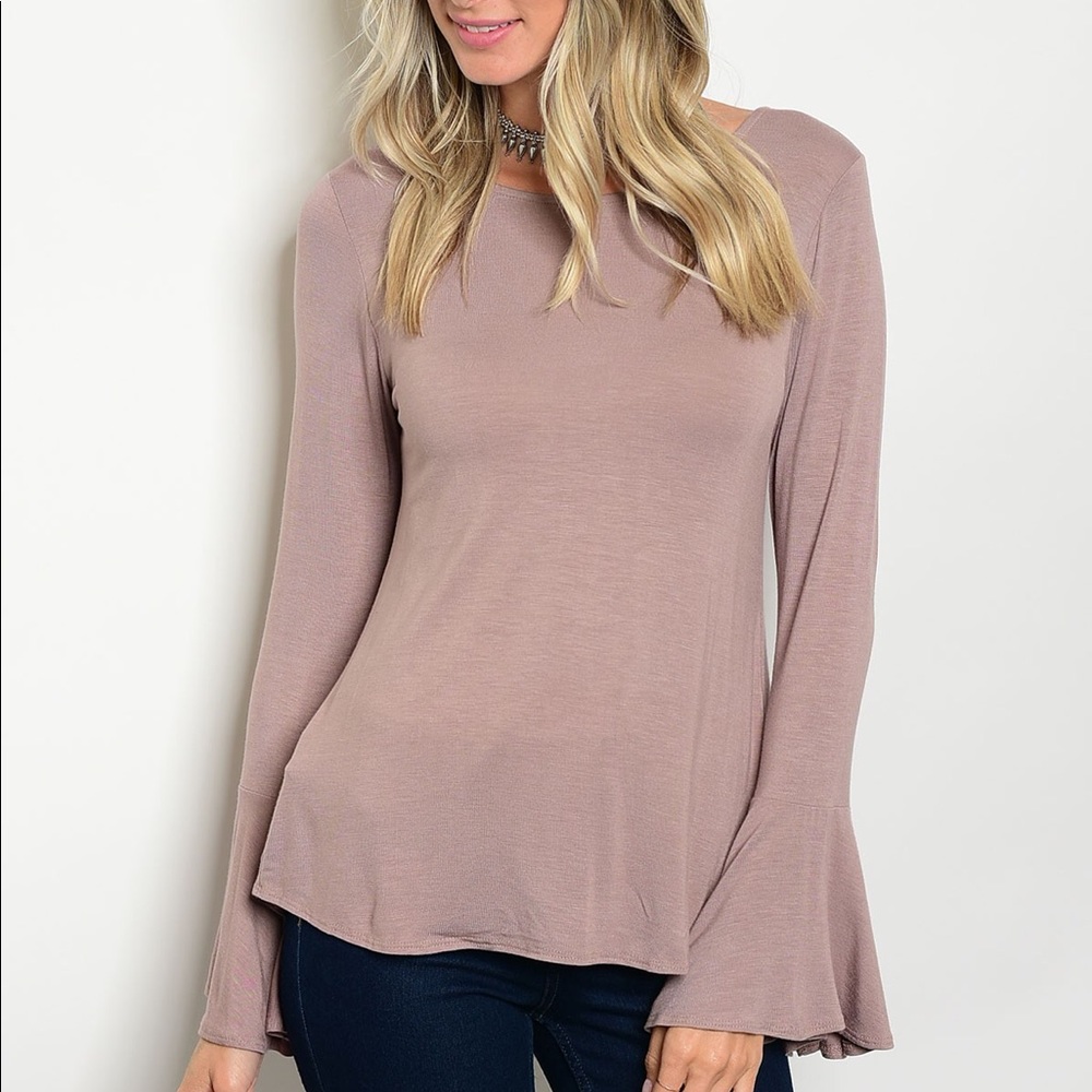 Tan bell sleeve top