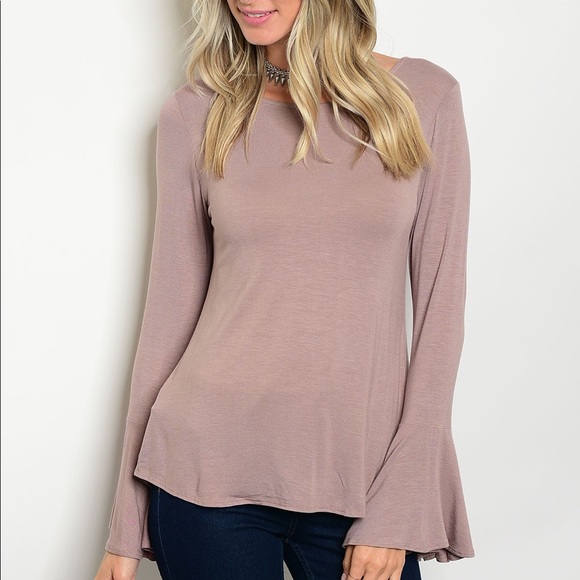 Tan bell sleeve top - Picture 1 of 2