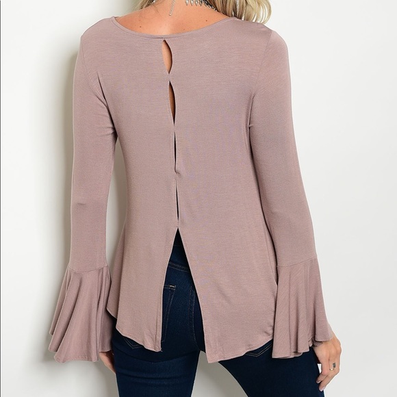 Tan bell sleeve top - Picture 2 of 2