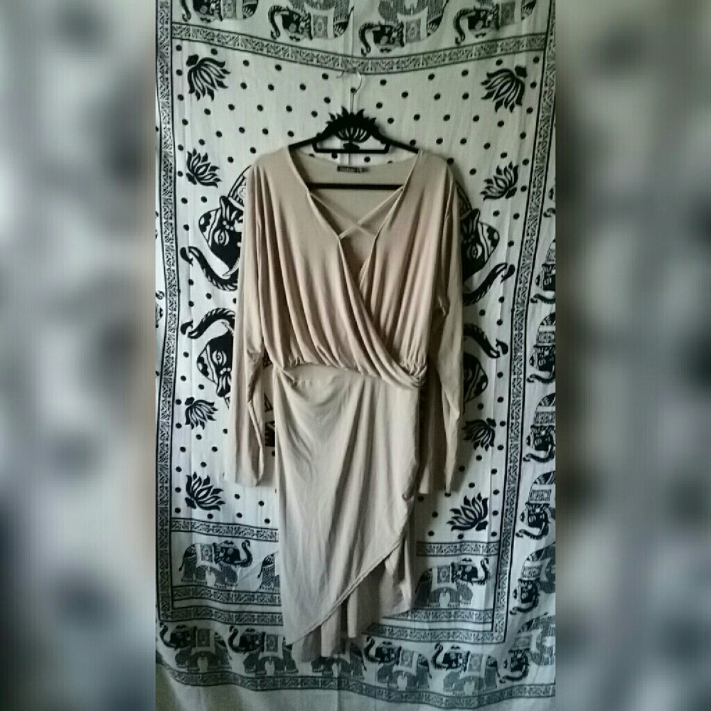 Nude tight wrap dress