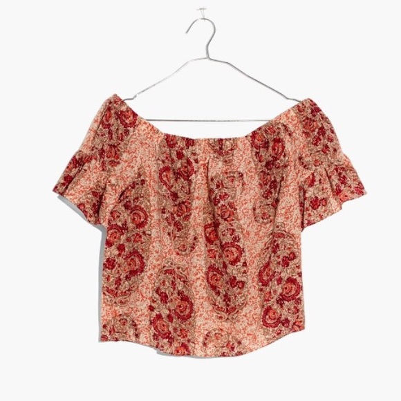 Madewell Silk Off-The-Shoulder Top in Paisley - Picture 3 of 3