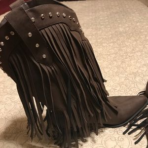 Brown fringe size 10 boots from Boston Proper