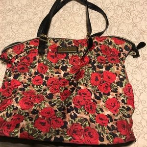 Red, floral Betsey Johnson purse