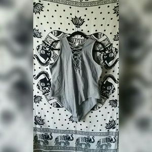 HM Gray laced-up body suit