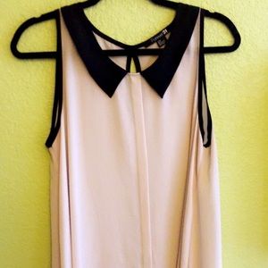 Black Collared Cream Tank Top