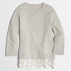 J Crew Lace Hem Sweater, Gray