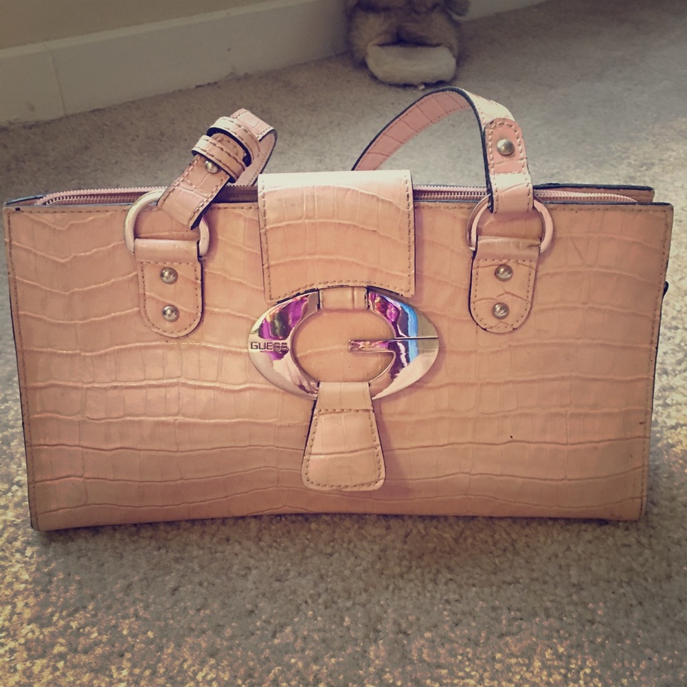 Guess Pink Crocodile Shoulder Strap purse