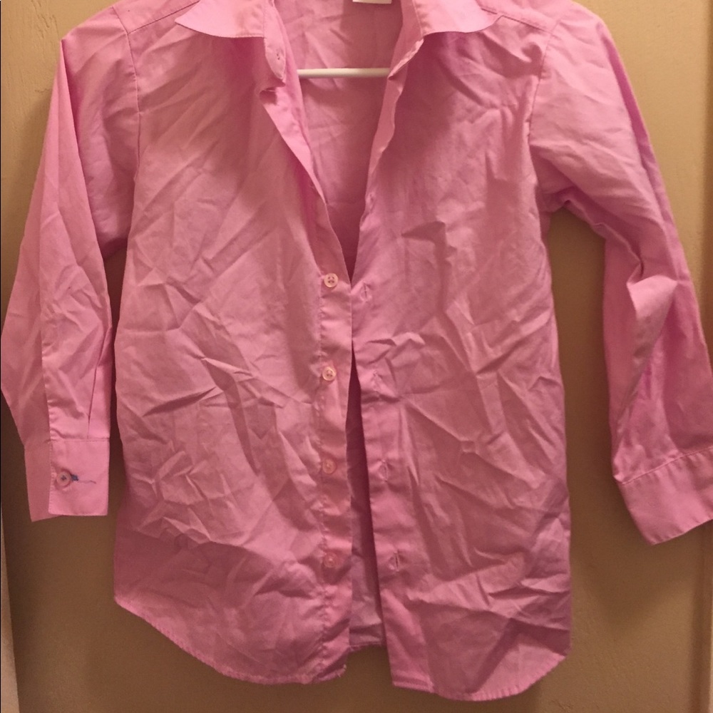 Boys long sleeve button down size 8 pink