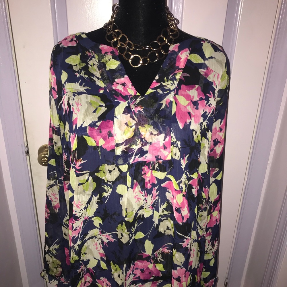Liz Claiborne floral blouse with tank top size 1X