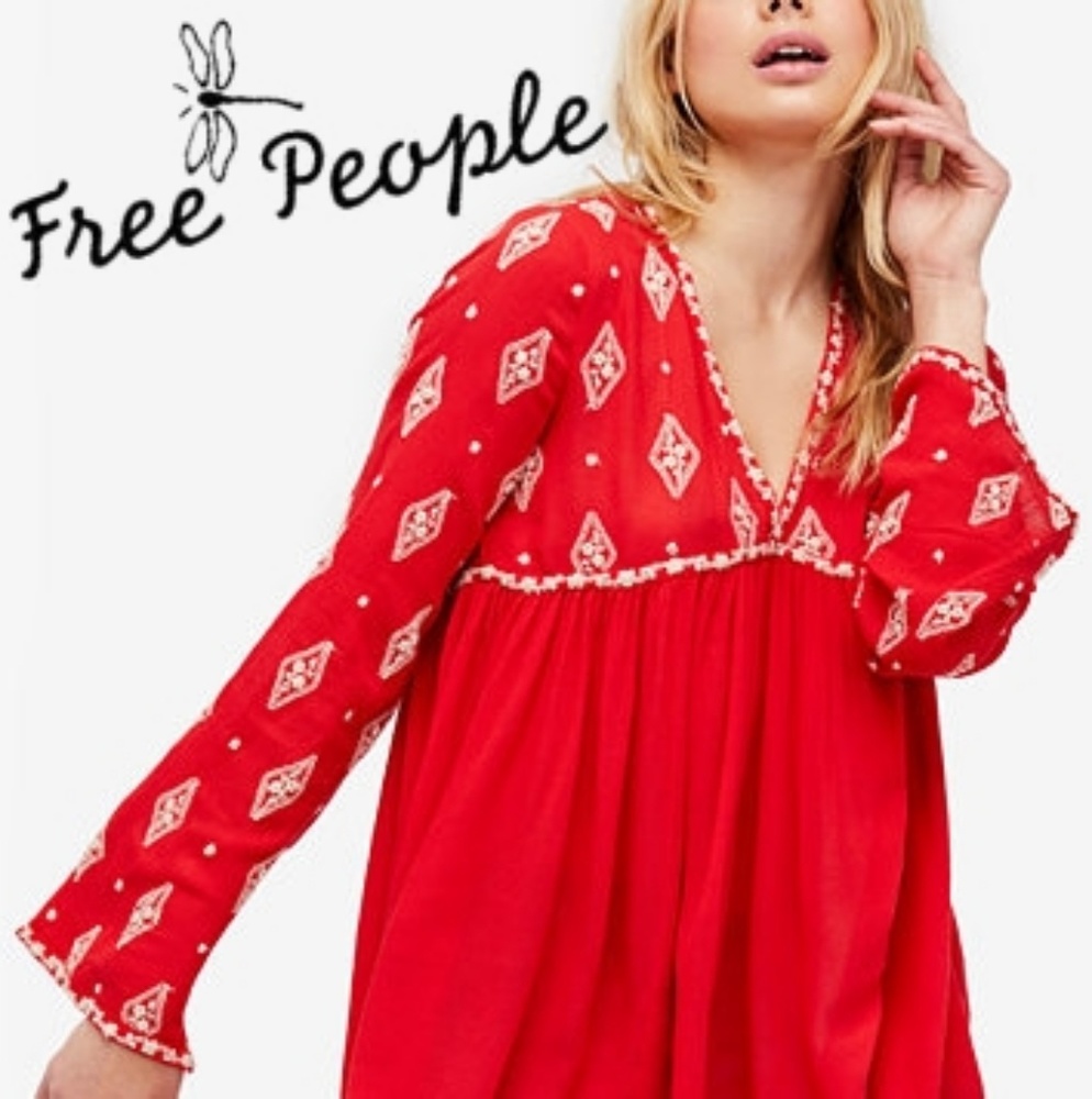 *NWT* Free People-Diamond Embroidered Top-MEDIUM
