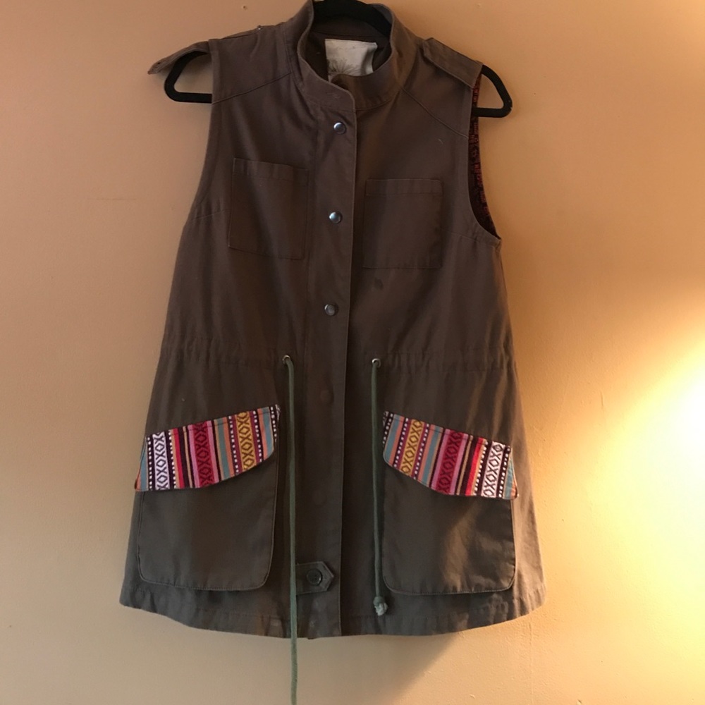 Button and zip up long vest