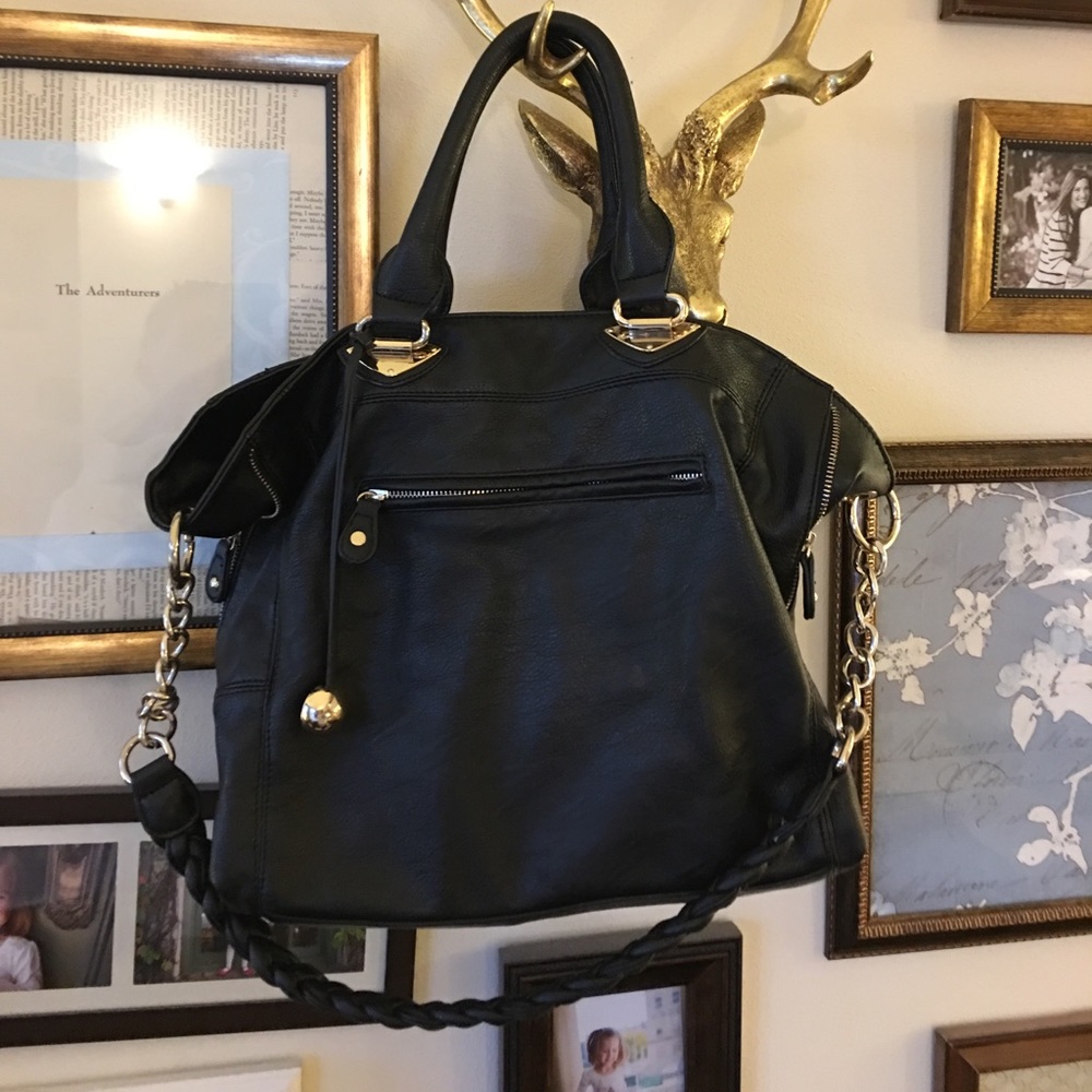 Large Black Leather Purse