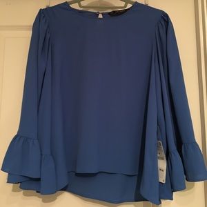 NWT Zara Blue Silk Top