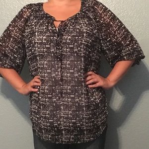 Plus size black and white blouse