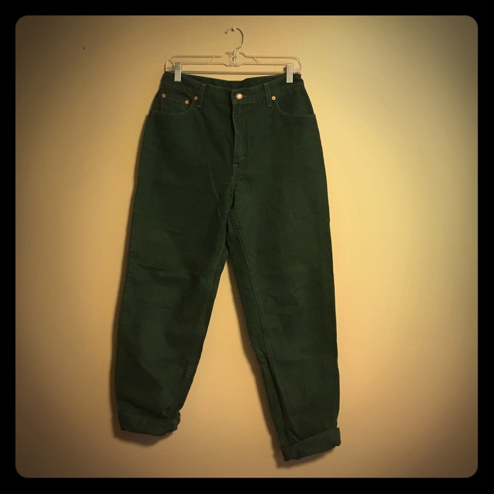 High waisted green Levi's
